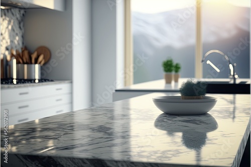 modern marble kitchen tabletop, ai generated