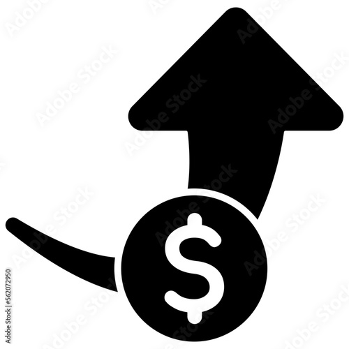 Flecha hacia arriba con moneda de dólar. 
