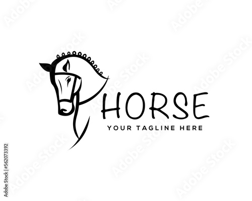 elegant head horse stallion farm drawn art logo symbol design template illustration inspiration