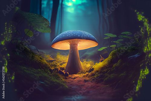 Fantasy Mushroom Light Wallpaper in the Jungle Background