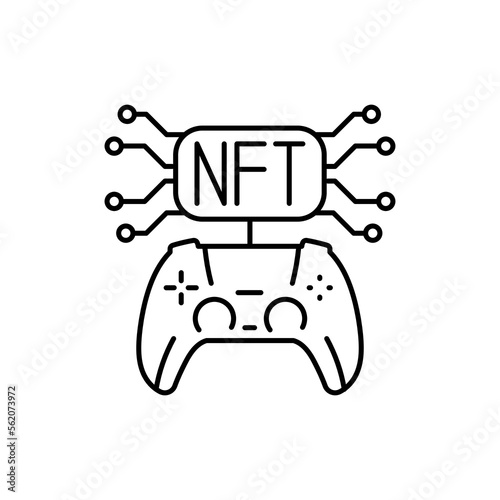 Nft gamefi color line icon. Blockchain technology in digital crypto art.