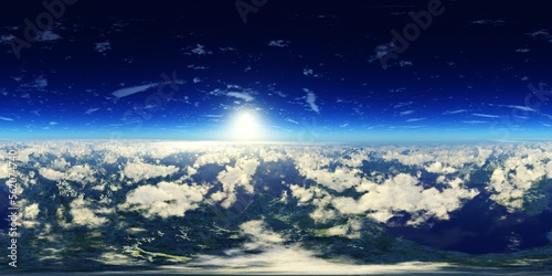 Panorama of clouds, HDRI, environment map , Round panorama, spherical panorama, equidistant projection, panorama 360, planet earth view from orbit, 3D rendering