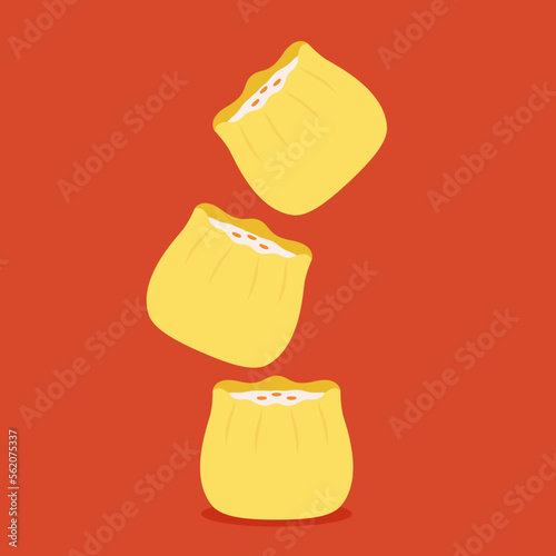 Siu Mai (Shumai) – Chinese steamed dumplings. Siu Mai is Chinese food. cartoon vector.