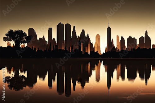 minimalist silhouette of city