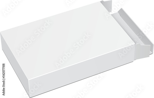 Mockup Open Product Cardboard Package Box. Front View. Illustration Isolated On White Background. Mock Up Template Ready For Your Design. Vector EPS10