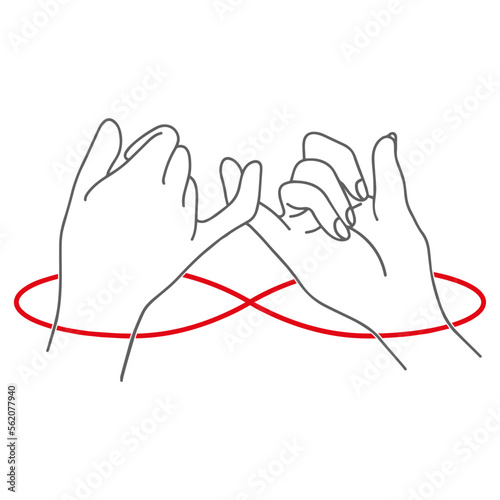 Hilo Rojo, iustración inspiracional,  leyenda, san valentín, enamorados, infinito, amor corazón