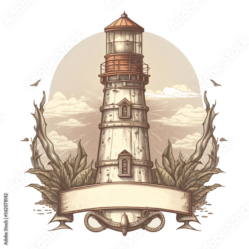 Lighttower logo design aquatic emblem of sailor life about the oceans