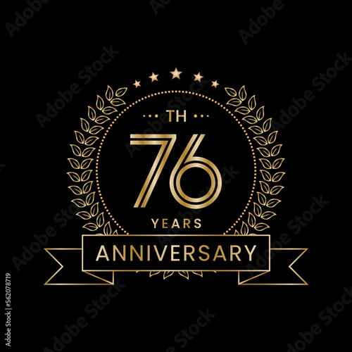 76th Anniversary Template Design Concept with Laurel wreath for Anniversary Celebration Event. Logo Vector Template