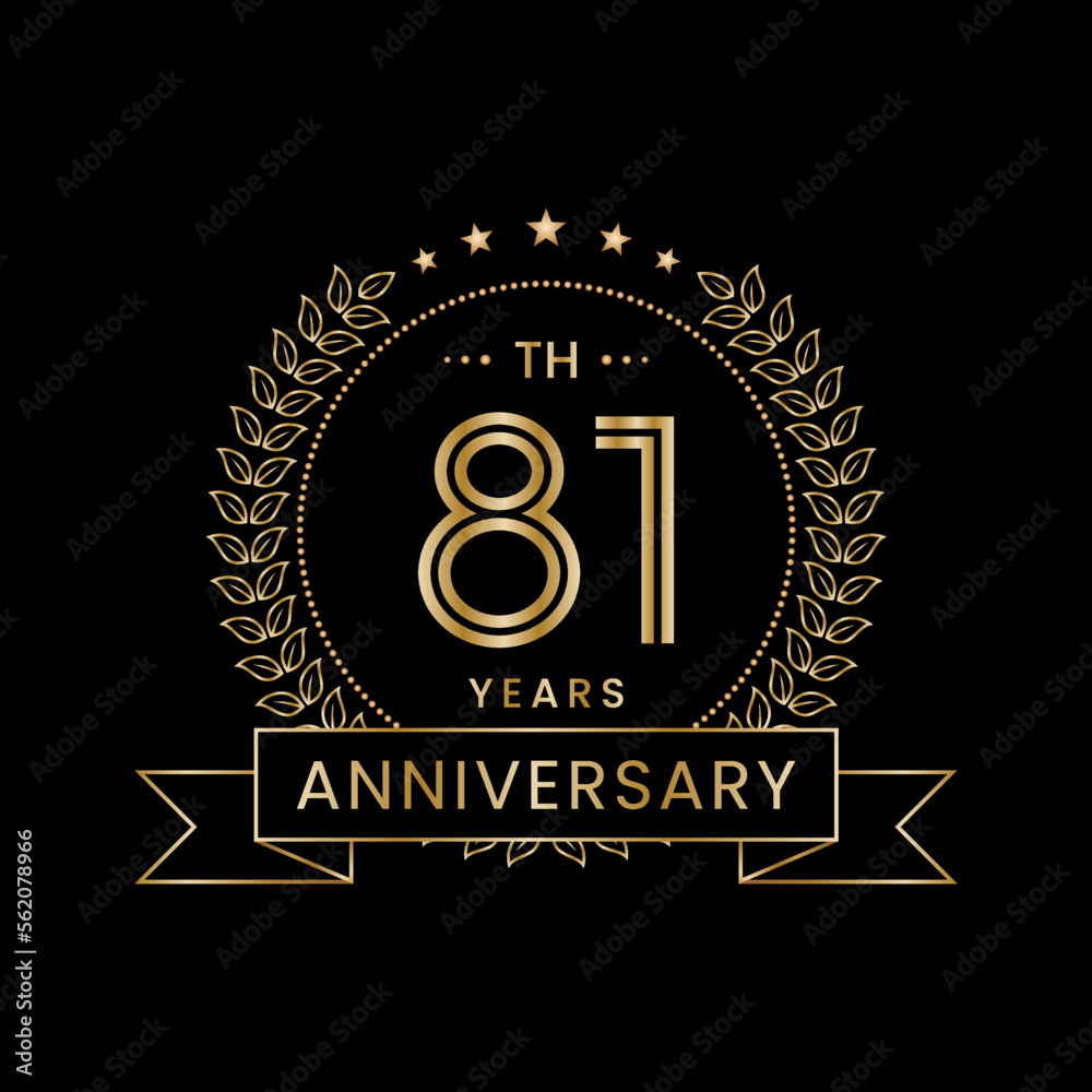 81th Anniversary Template Design Concept with Laurel wreath for Anniversary Celebration Event. Logo Vector Template 81th Anniversary Template Design Concept with Laurel wreath for Anniversary Celebration Event. Logo Vector Template