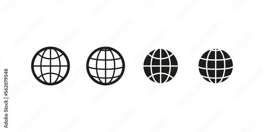 Globe world icon set. Planet vector symbol. Global worldwide logo icons.