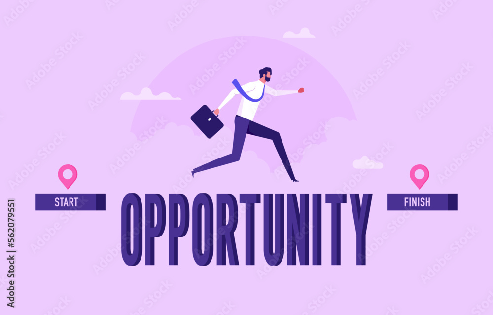 Success and career growth concept, flat vector illustration
