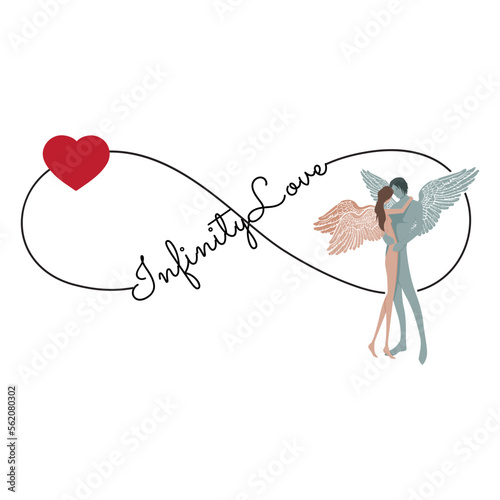 Billede på lærred angelic infinity love couple, vector