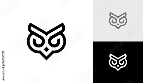 Simple owl head logo design vector photo