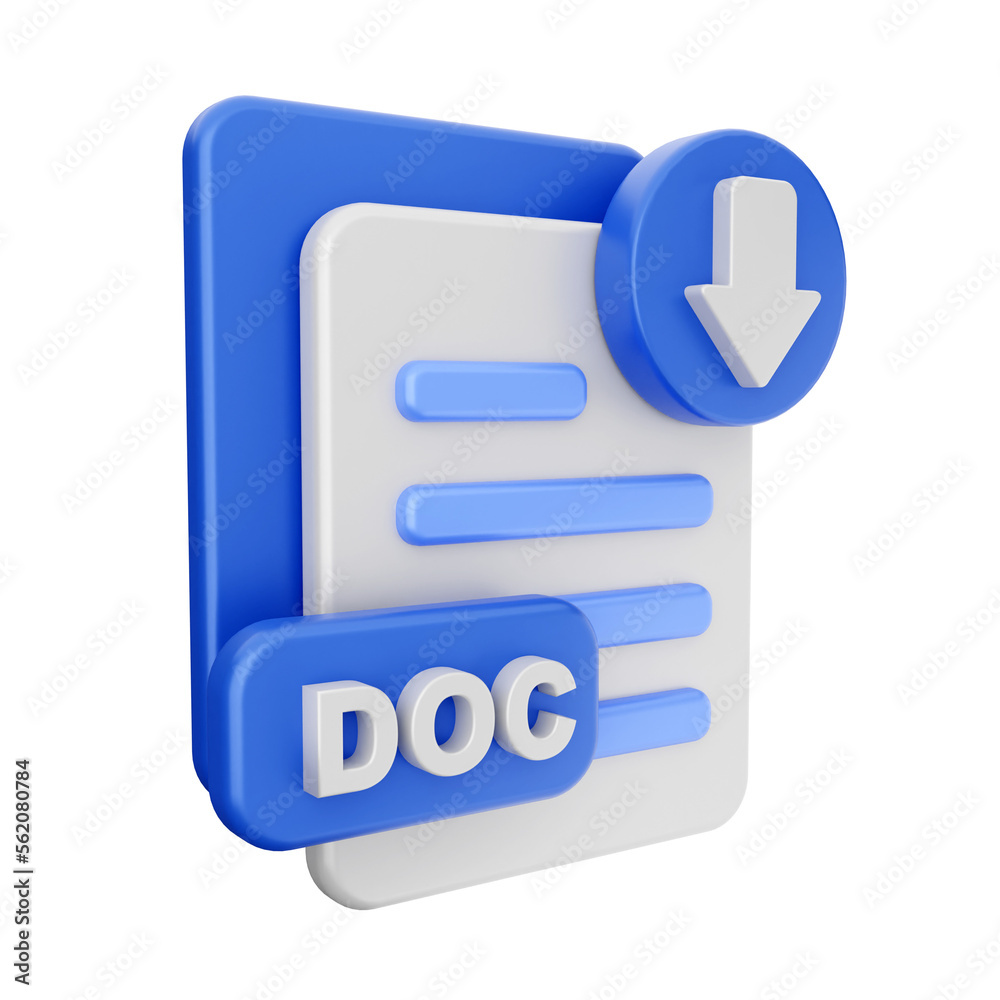 3d download doc file data arrow icon illustration 3d download doc file data arrow icon illustration