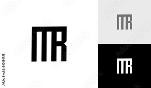 Square letter MR monogram logo design vector