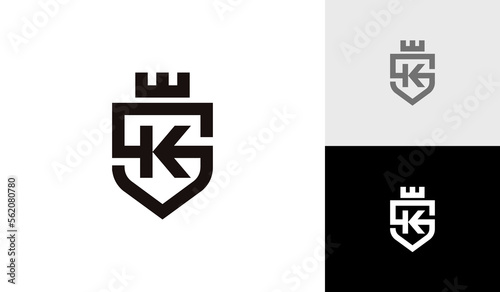 Letter SK or KS monogram with crown logo design vector