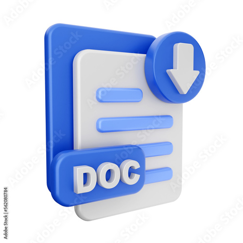 3d download doc file data arrow icon illustration © Rizki Ahmad Fauzi