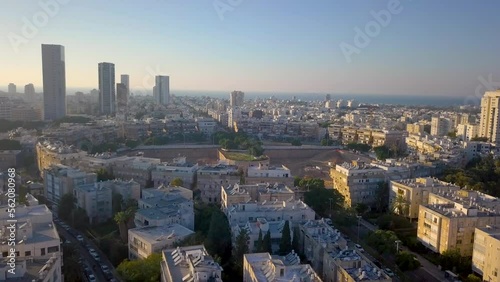 Aerial of Northern Tel Aviv Israel during Sunset - Tall Buildings 05 photo