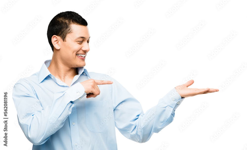 An asian businessman gesturing isolated on a PNG background. An asian businessman gesturing isolated on a PNG background.