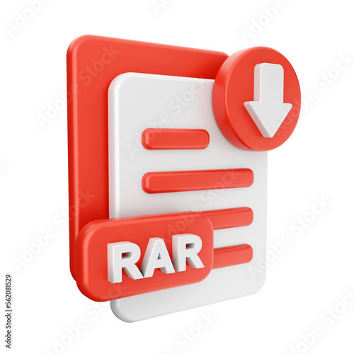 3d download file rar data arrow icon illustration photo