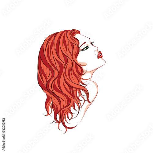 Beautiful woman fashion abstract female portrait, isolated vector illustration. Tattoo, print and logo design for a spa or beauty salon. 