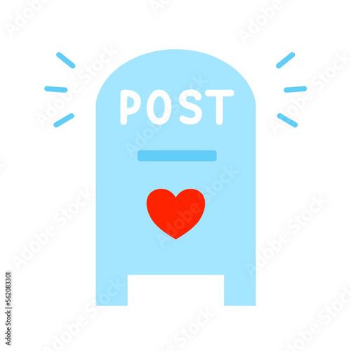Post box with heart symbol or love mail post box, design element for Valentines Day, vector