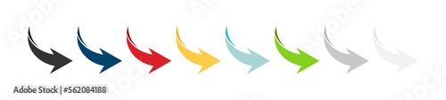 Arrow icon set. Colored arrow symbols. Arrow of different types. Arrow isolated vector graphic elements.