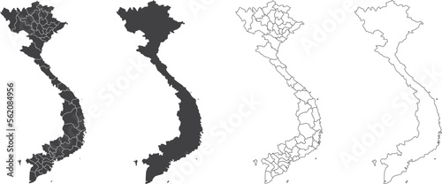 set of 3 maps of Vietnam - vector illustrations