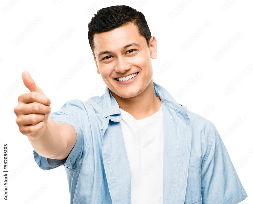 A young man giving the thumbs up isolated on a PNG background. A young man giving the thumbs up isolated on a PNG background.