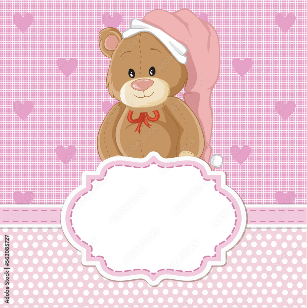 Fototapeta premium Teddy bear baby shower invitations