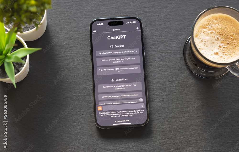Madrid, Spain - January 17, 2023: Mobile phone with home page of