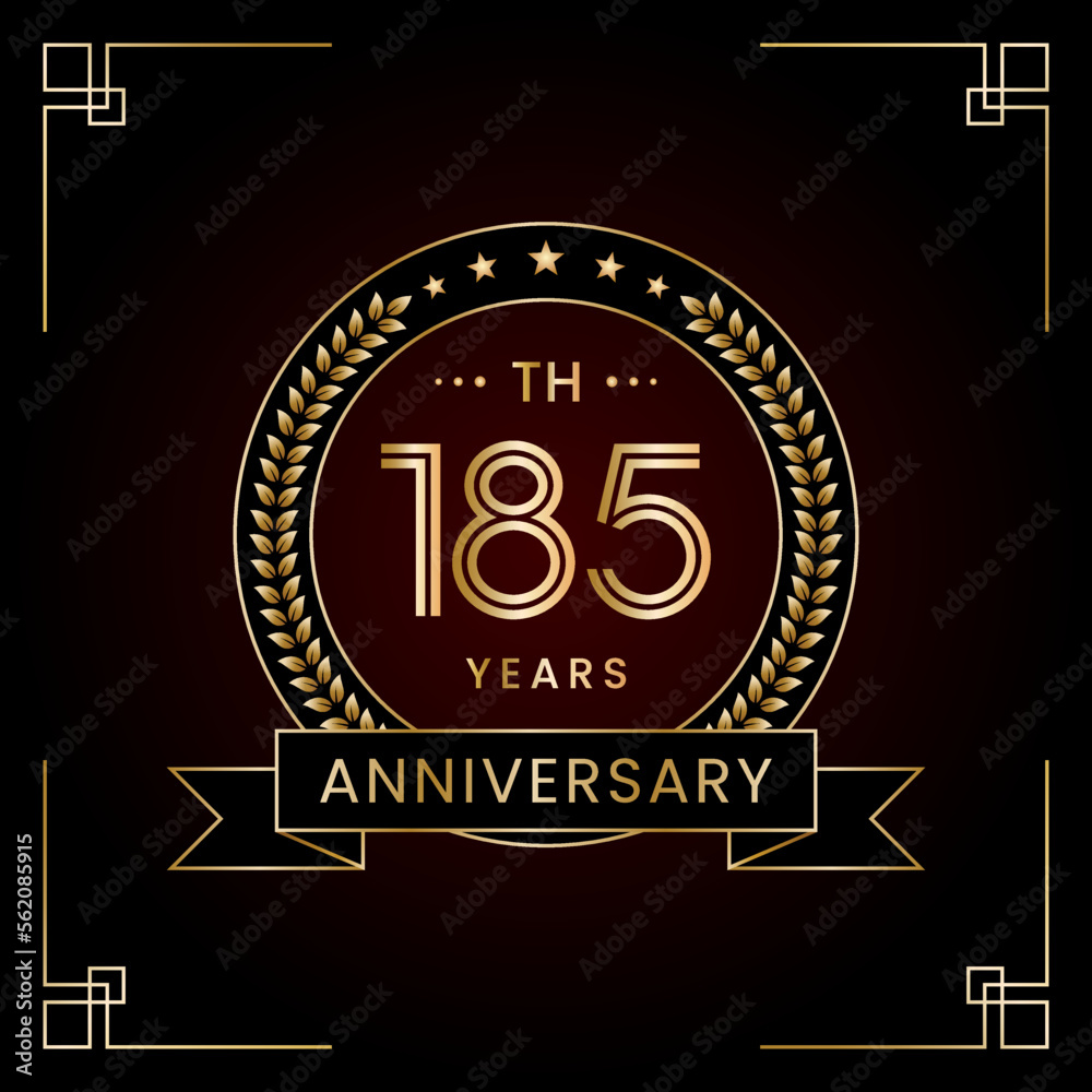 Fototapeta premium 185th Anniversary Logo Design Concept with Laurel wreath for Birthday Celebration Event. Line Art Design, Logo Vector Template