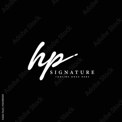 H, P, HP Initial letter handwriting and signature vector logo