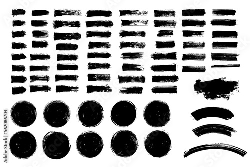 Vector set black paint brush strock. Text boxes for banner background.