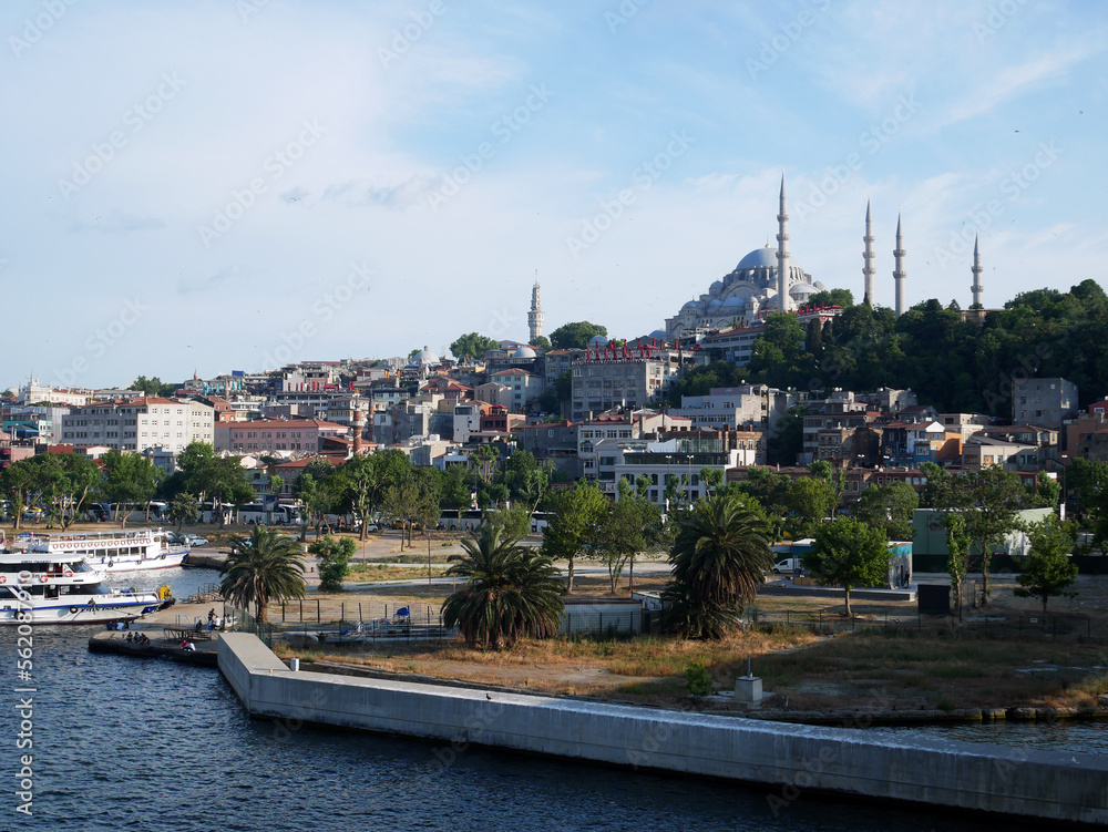 The skyline of Istanbul from the Halic station