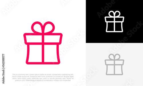 gift box with ribbon logo design vector