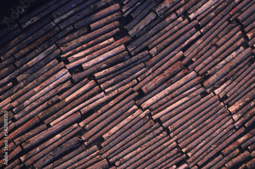 Logs float down the river near Lebanon, Oregon. photo