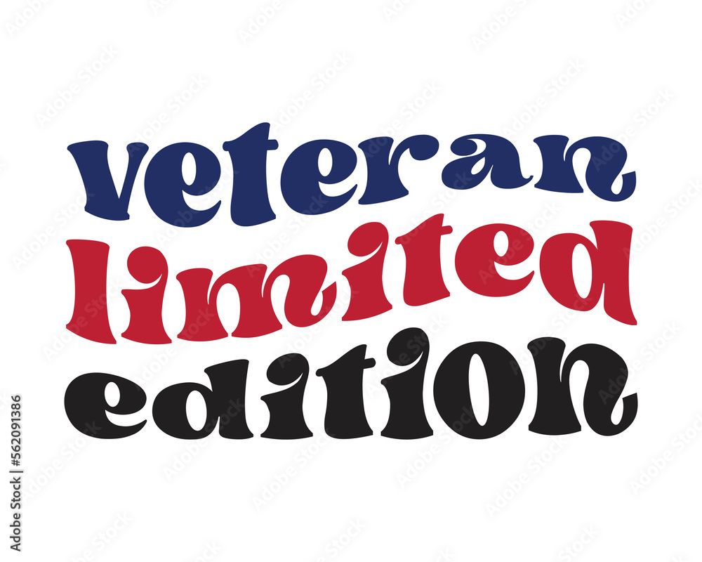 VETERAN Limited Edition quote retro wavy groovy typography sublimation on white background