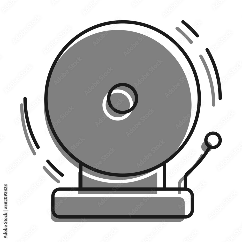 Sound alarm school wall bell. Sound notification in higher educational institution during evacuation. Simple linear vector Sound alarm school wall bell. Sound notification in higher educational institution during evacuation. Simple linear vector