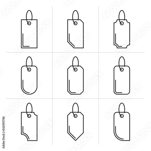 Price tag line icon of various shapes isolated on white background. simple design vector