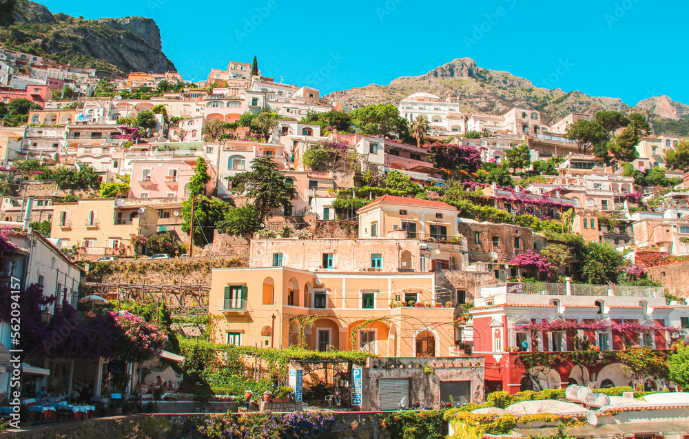Colorful village houses in Positano