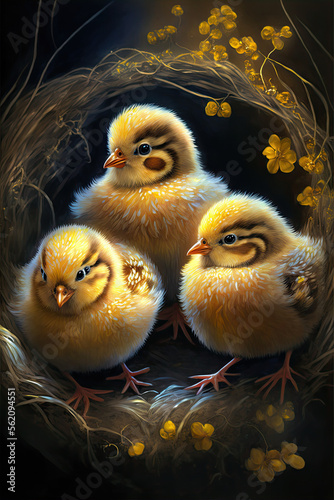 Cute, fluffy, easter chicks