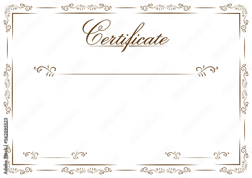 A4 size vintage style certificate vector design with hand drawn