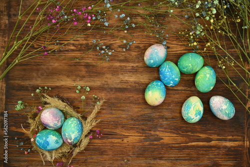 easter eggs in a basket