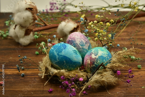 easter eggs in nest