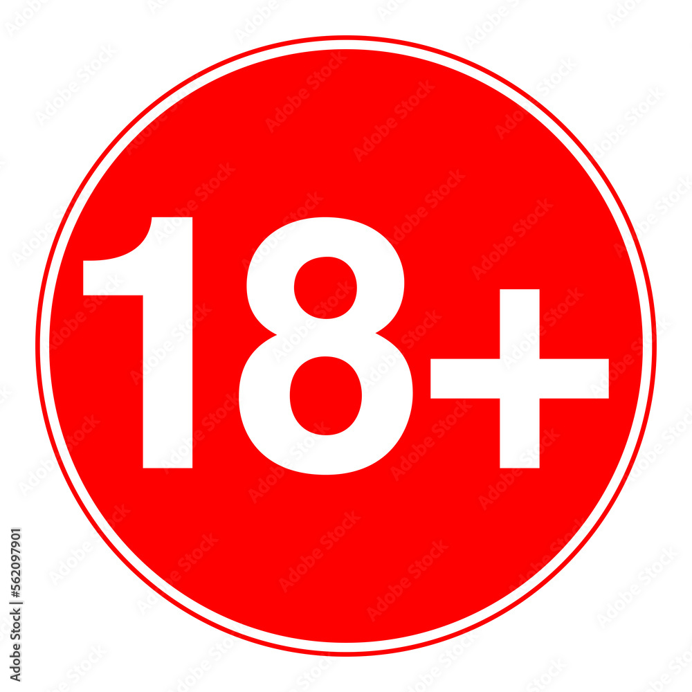 Age Ratting Sign over 18 on Transparent Background Age Ratting Sign over 18 on Transparent Background
