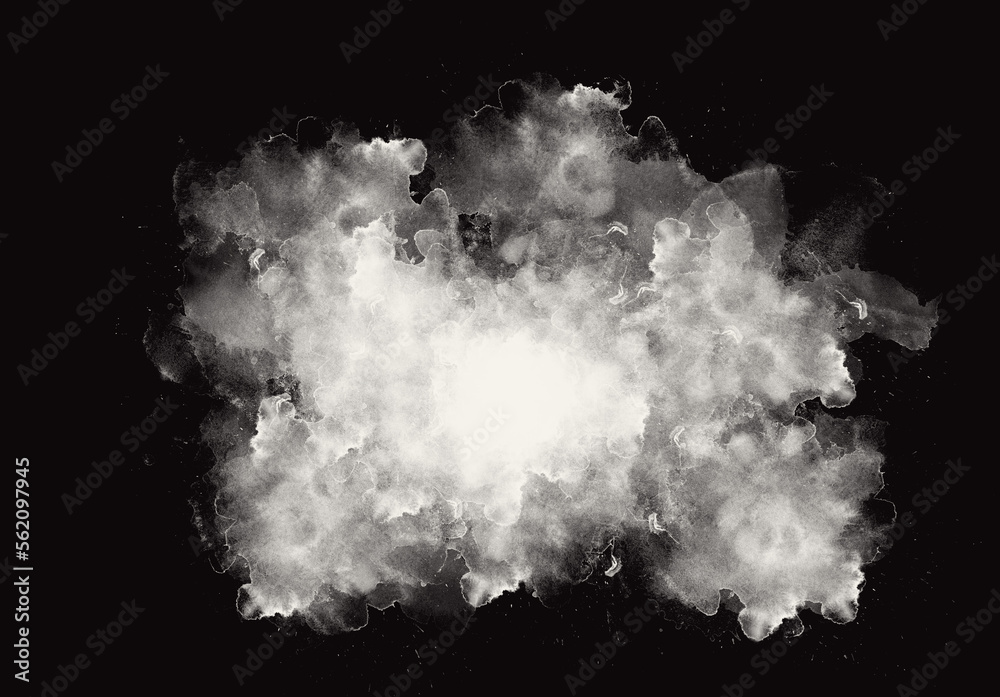 White paint explosion on black background