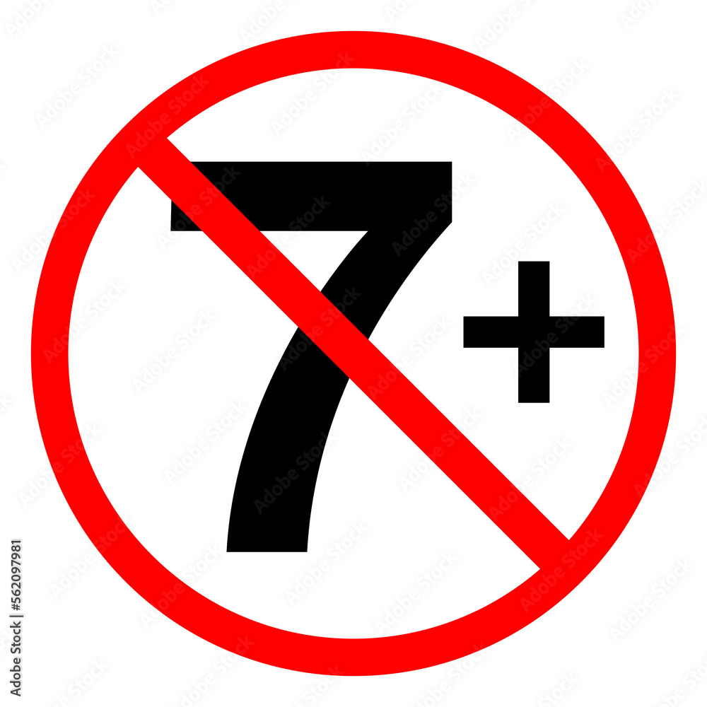 Age Ratting Sign Not Suitable for Children under 7 on Transparent Background Age Ratting Sign Not Suitable for Children under 7 on Transparent Background