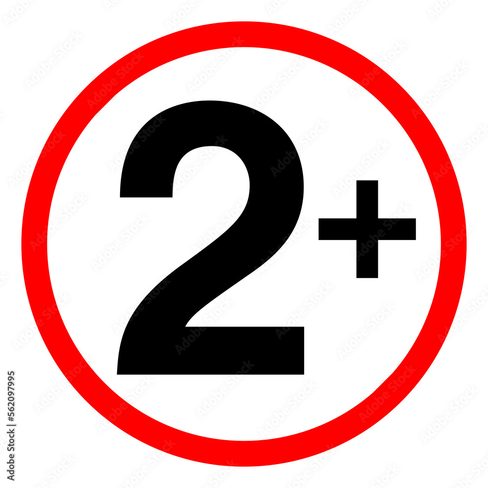 Age Ratting Sign Suitable for children over 2 on Transparent Background Age Ratting Sign Suitable for children over 2 on Transparent Background