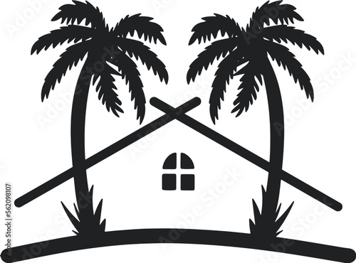 vector palm trees and house logo.